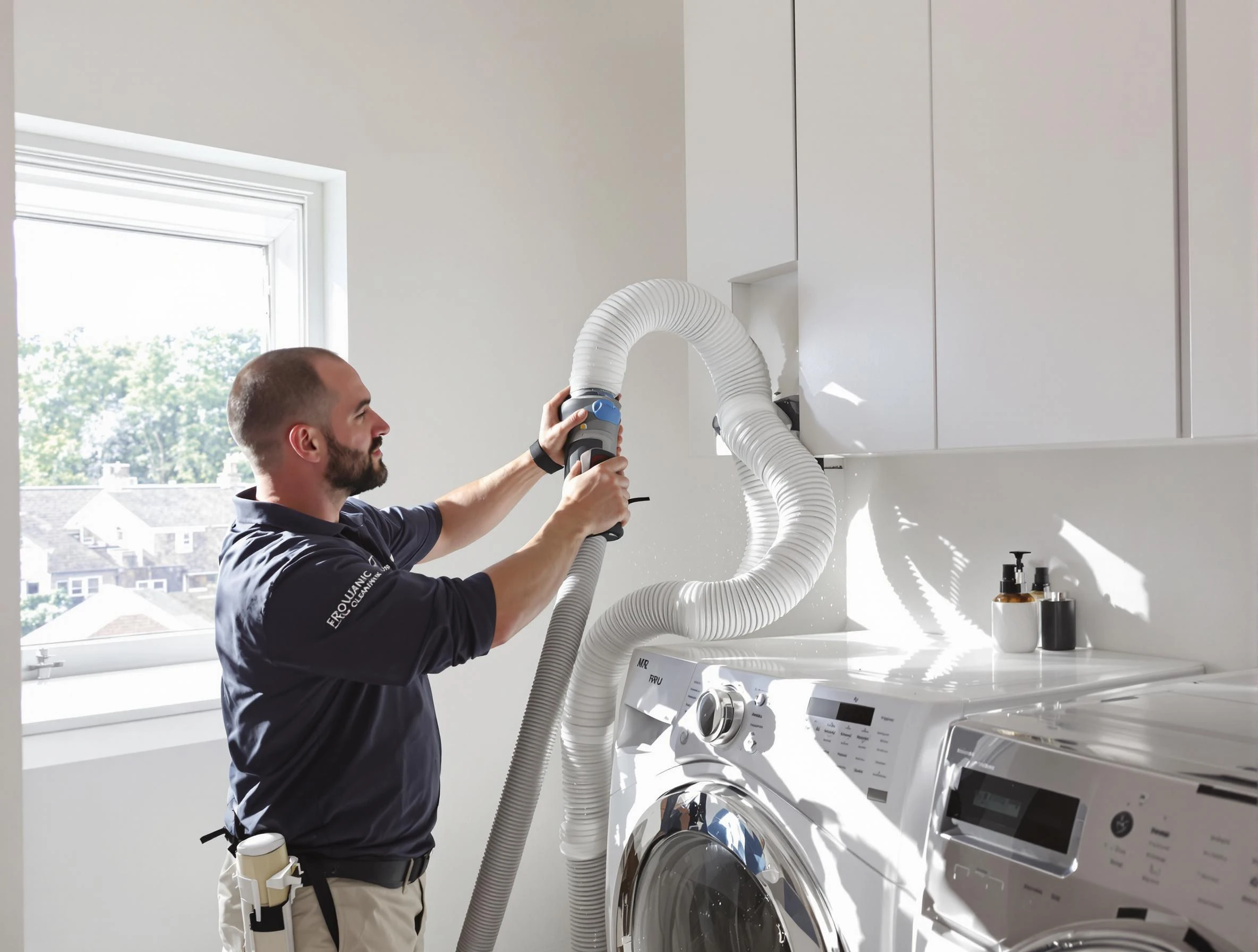 Certified Clarkston Dryer Vent Cleaning technician performing dryer vent cleaning in Clarkston